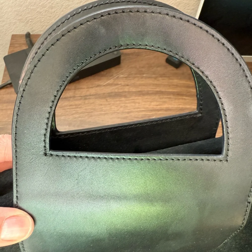 Kate Spade Saturday Black Cutout Handle Tote Modern Minimalist Leather & Canvas - Picture 4 of 4